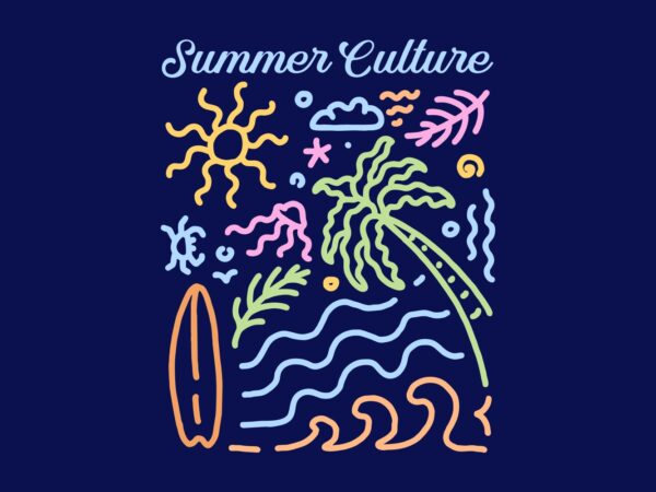 Summer culture 3 t shirt template vector