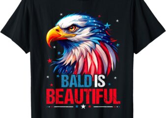 Bald Is Beautiful Eagle Shirts for Men & Boys 4th of July T-Shirt