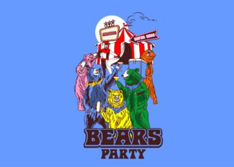 Bears Party cartoon vector illustration