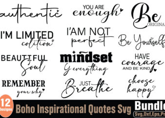 Boho Inspirational Quotes T-SHIRT BUNDLE Boho Inspirational Quotes SVG BUNDLE