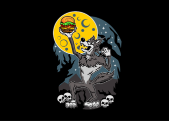 Burger and Wolf Vector funny Illustration funny