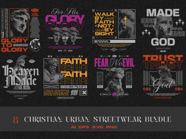 Christian urban streetwear t-shirt designs bundle