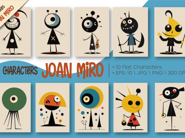 Characters in the style of joan miro 01. t shirt vector file