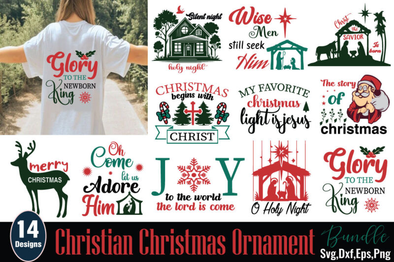 Christian Christmas Ornament T-shirt Bundle Christian Christmas Ornament SVG Bundle
