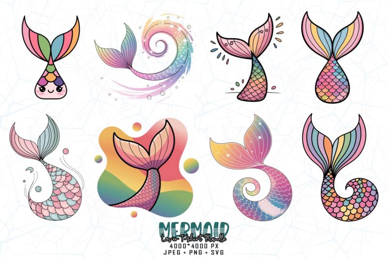 Vintage Mermaid Lover t-shirt design – download instantly Retro Vintage Illustration