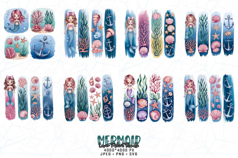 Popular 20 Abstract Mermaid t-shirt design – download instantly