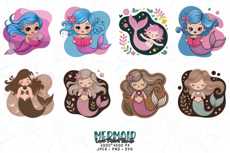 Popular 20 Abstract Mermaid t-shirt design – download instantly