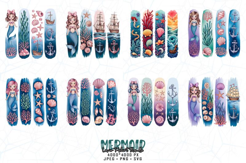 Popular 20 Abstract Mermaid t-shirt design – download instantly