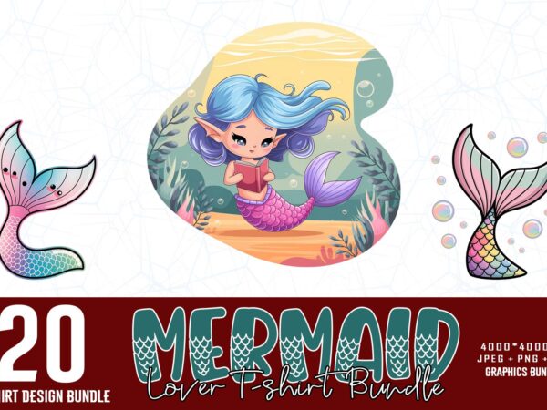 Vintage mermaid lover t-shirt design – download instantly retro vintage illustration