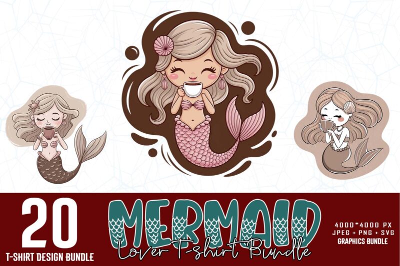 Popular 20 Abstract Mermaid t-shirt design – download instantly
