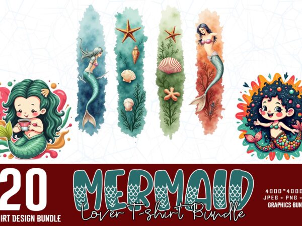 Colourful vintage mermaid t-shirt design download instantly retro vintage t-shirt illustration