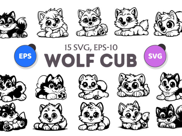 Cute lying wolf cub. svg. t shirt vector file