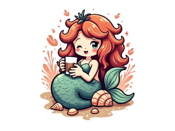 Intage mermaid lover t-shirt design – download instantly retro vintage illustration