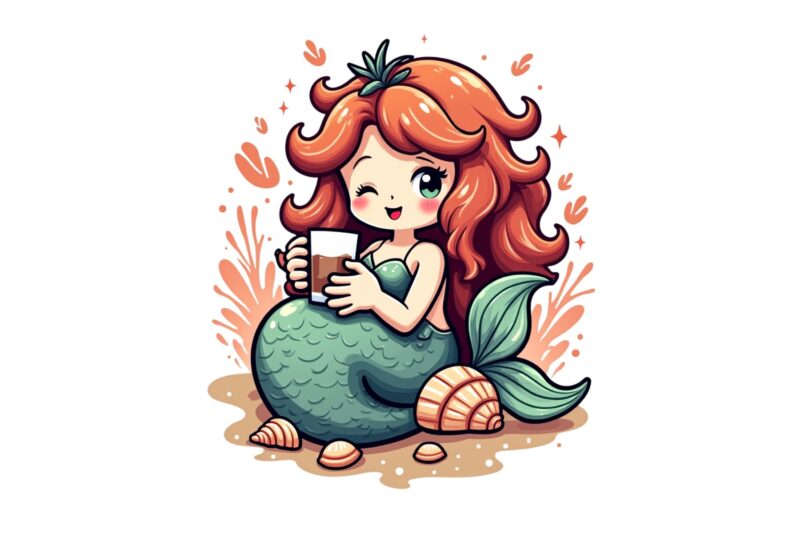 intage Mermaid Lover t-shirt design – download instantly Retro Vintage Illustration