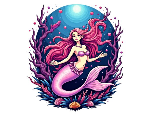 Trendy retro mermaid t-shirt design – download instantly retro vintage tee Trendy retro mermaid t-shirt design – download instantly retro vintage tee