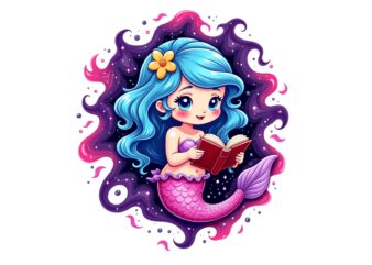 Colourful Vintage Mermaid t-shirt design download instantly Retro Vintage T-shirt