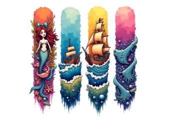 Cute Mermaid Illustration T-shirt design – download instantly