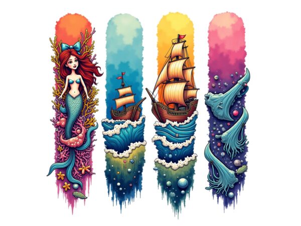 Cute mermaid illustration t-shirt design – download instantly Cute mermaid illustration t-shirt design – download instantly