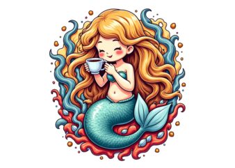 Vintage Mermaid Lover t-shirt design – download instantly Retro Vintage Illustration