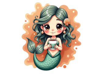 Trendy Retro Mermaid t-shirt design – download instantly Retro Vintage Tee Illustration