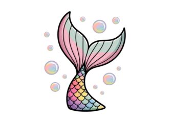 Watercolour Cute Mermaid Illustration T-shirt design