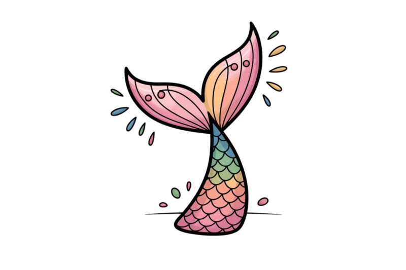 Cute Mermaid Illustration T-shirt design