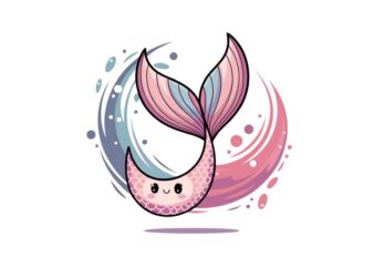 Watercolour Cute Mermaid Illustration T-shirt design – download instantly
