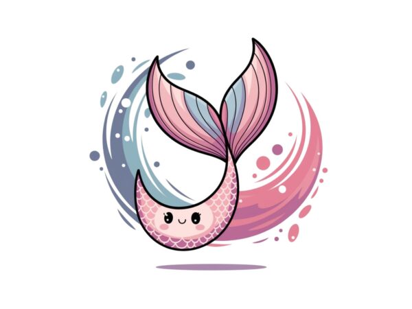 Watercolour cute mermaid illustration t-shirt design – download instantly Watercolour cute mermaid illustration t-shirt design – download instantly