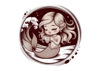 Trendy Retro Mermaid t-shirt design – download instantly Retro Vintage Tee Illustration