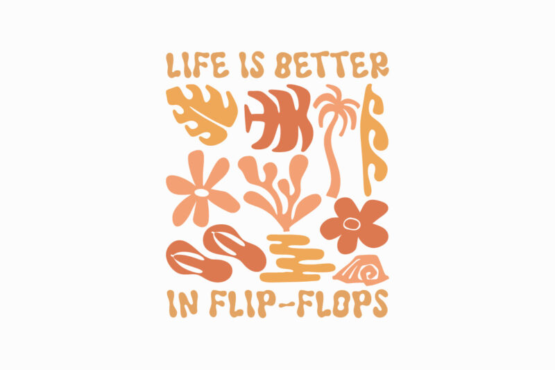 Retro Summer Flowers Beach T-shirt Designs Bundle