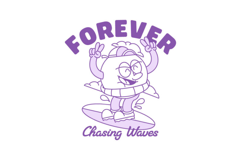 Summer Surfing Retro Cartoon Bundle T-shirt Designs Bundle