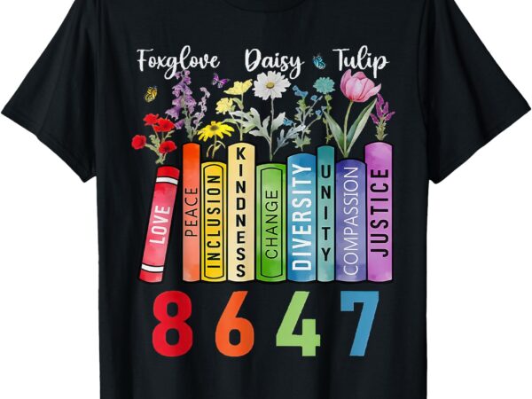 Floral foxglove daisy tulip 8647 books lover blooming flower t-shirt