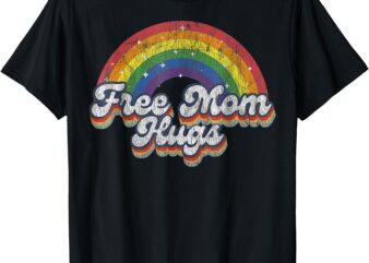 Free Mom Hugs Rainbow Heart LGBT Flag LGBT Pride Month T-Shirt