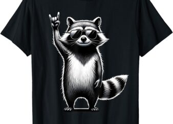Funny Raccoon Retro Raccoon Rock Music Men Kids Women T-Shirt