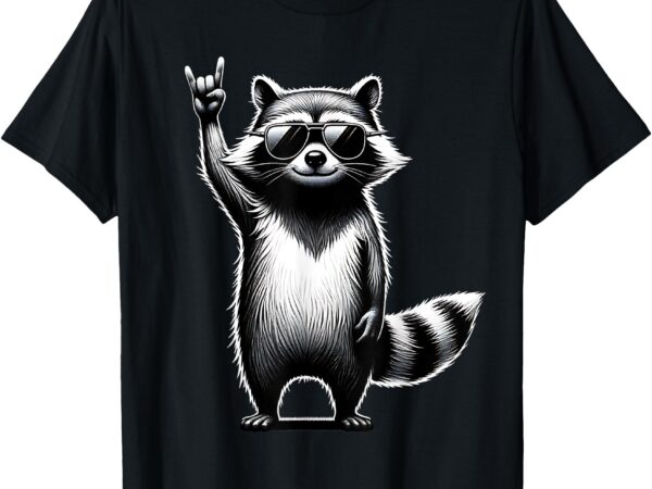 Funny raccoon retro raccoon rock music men kids women t-shirt
