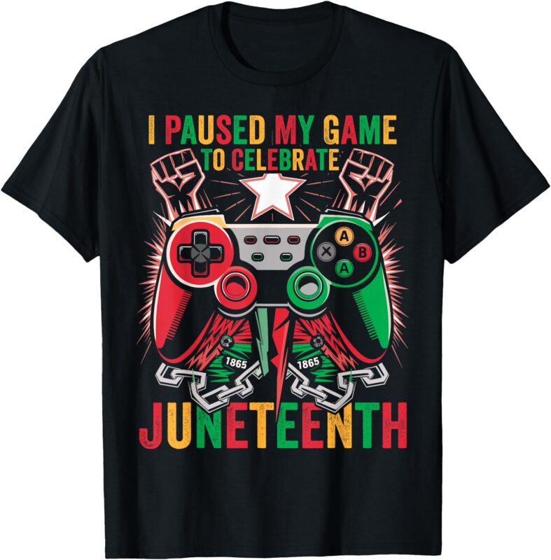 Gaming I Paused My Game To Celebrate Juneteenth Kids Boys T-Shirt