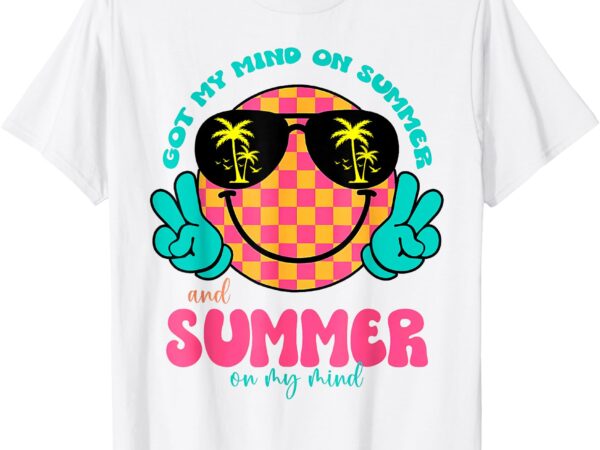 Groovy happy face summer vibes got my mind on summer teacher t-shirt