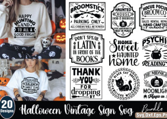 Halloween Vintage Sign T-shirt Bundle Halloween Vintage Sign SVG Bundle