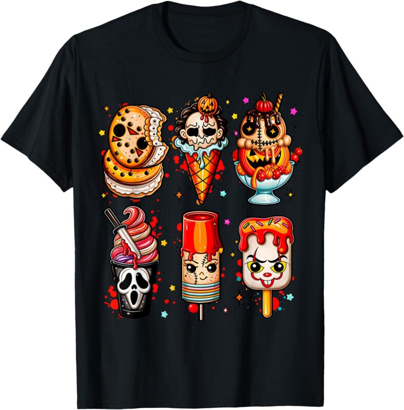 Horror Movies Summer Popsicle Halloween Ice Cream Summerween T-Shirt
