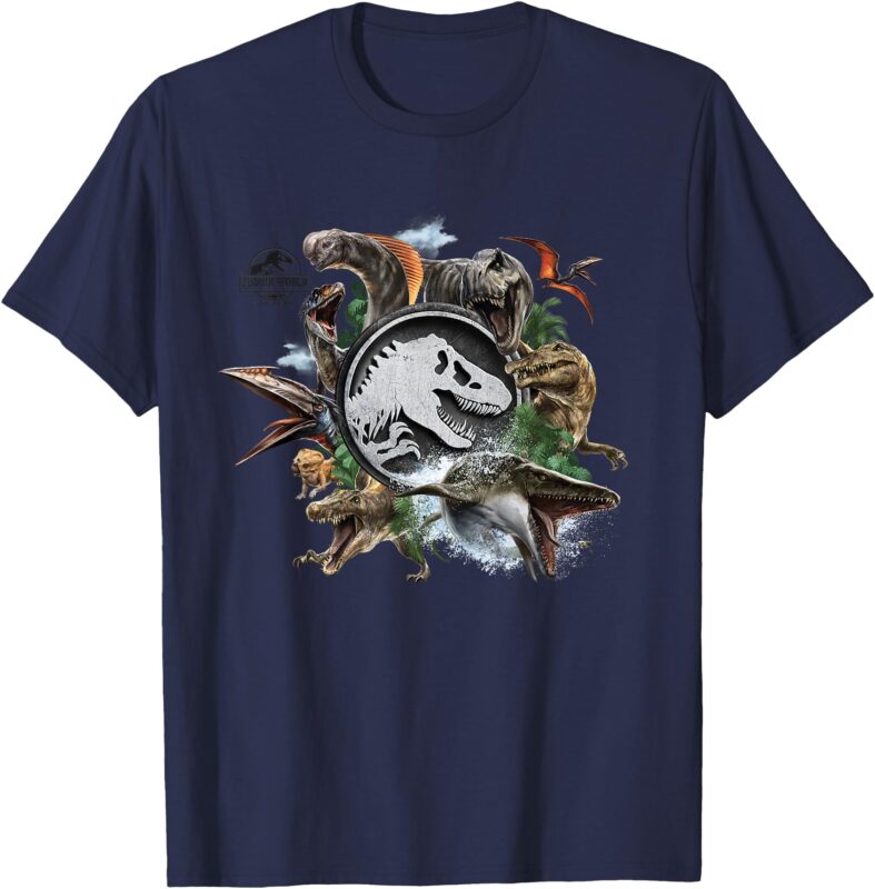 Jurassic World Rebirth Circle Logo Dinosaurs T-Shirt