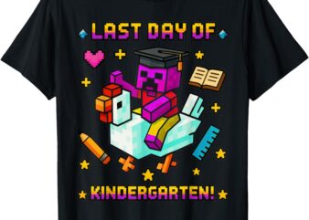 Last Day of Kindergarten Funny Chicken Pixel Art Kids Boys T-Shirt