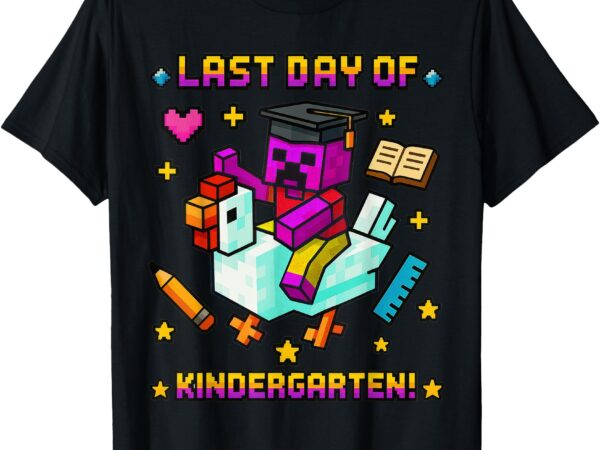 Last day of kindergarten funny chicken pixel art kids boys t-shirt