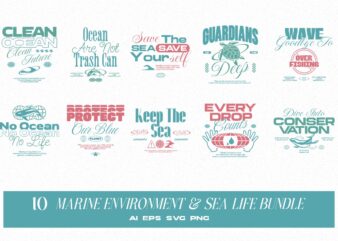 Marine Environment and Sea Life T-shirt Designs Bundle