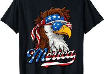 Merica USA American Flag Bald Eagle 4th Of July Patriotic T-Shirt