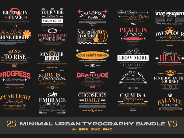 Minimal urban typography t-shirt designs bundle vol. 5