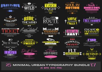 Minimal Urban Typography T-shirt Designs Bundle Vol. 7