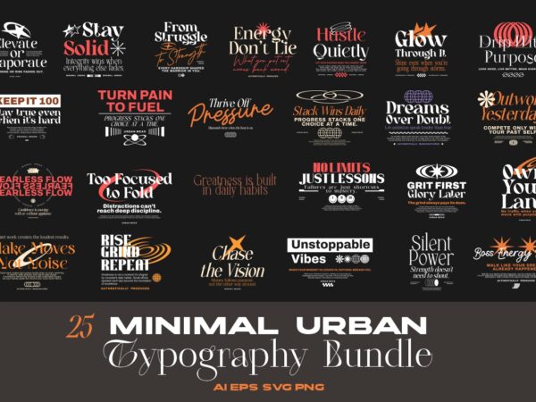 Minimal urban typography t-shirt designs bundle