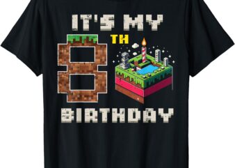 My 8th Birthday Pixel Game 8 Cake Video Gamer Boys Kid Youth T-Shirt