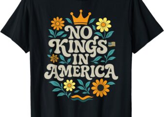 No King In American Retro Floral 70s Democracy Women T-Shirt