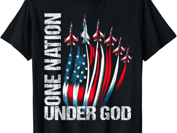 One nation under god 4th july american flag fighter jets boy t-shirt